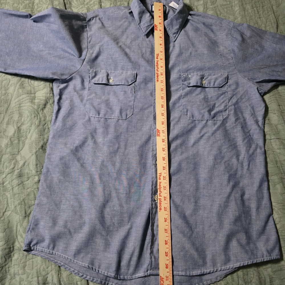 Sears‎ Fieldmaster Chambray Work Shirt Vintage Hand Painted Horse Size Large - Picture 6 of 9
